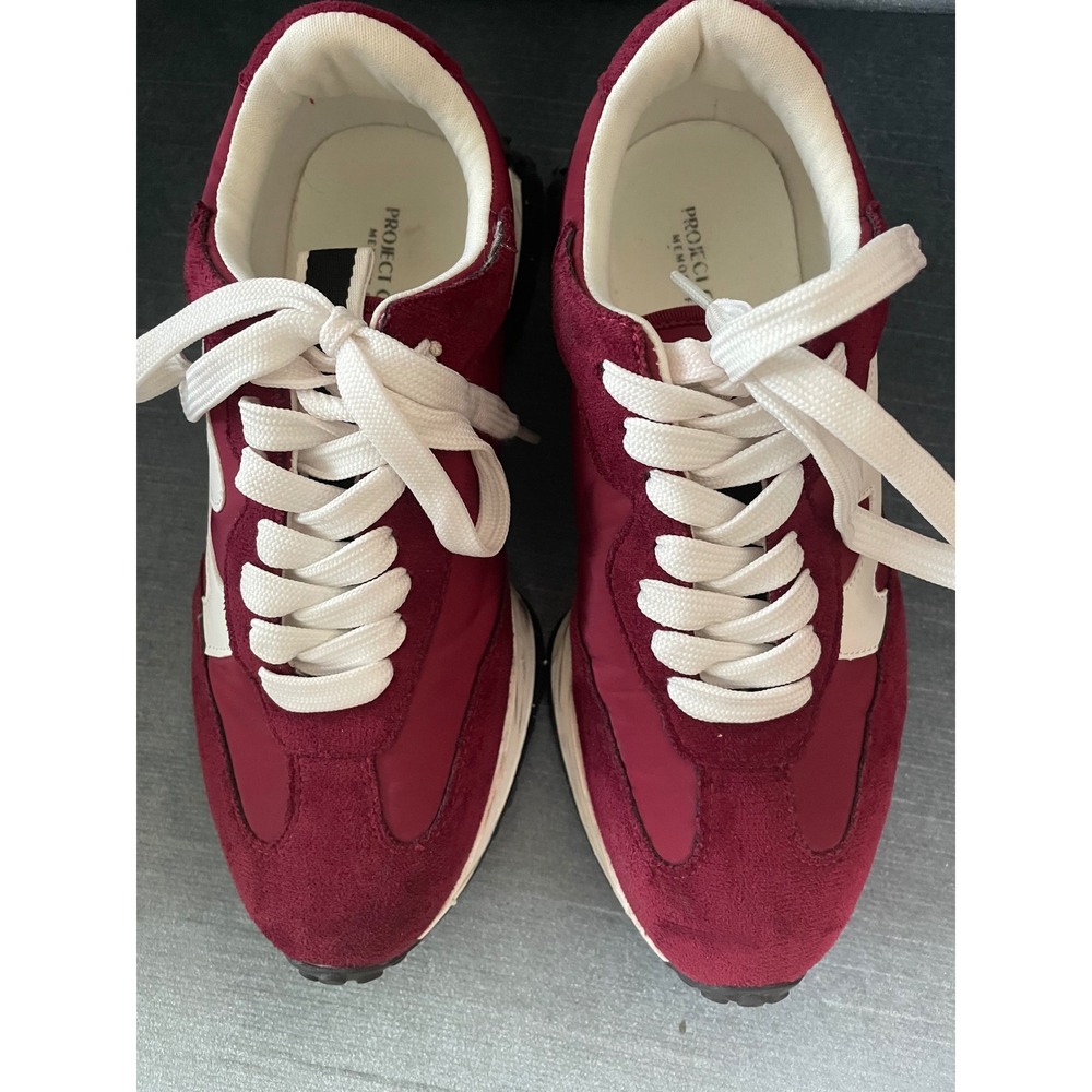 Project Cloud Memory Foam Sneakers Burgundy White Suede Athletic Shoes Size 6.5